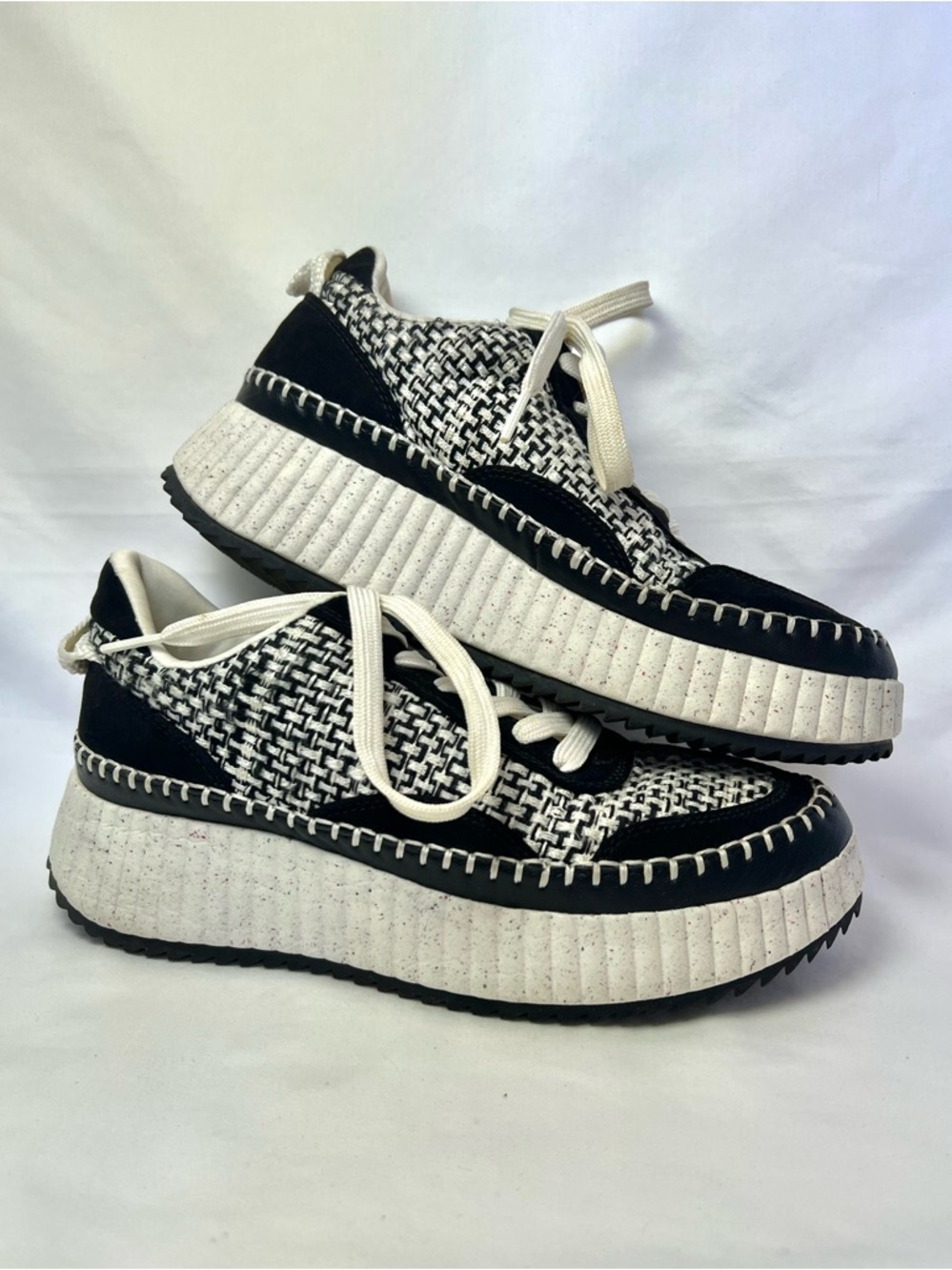Women’s Persephone Black and White Woven Platform Sneakers Universal Thread